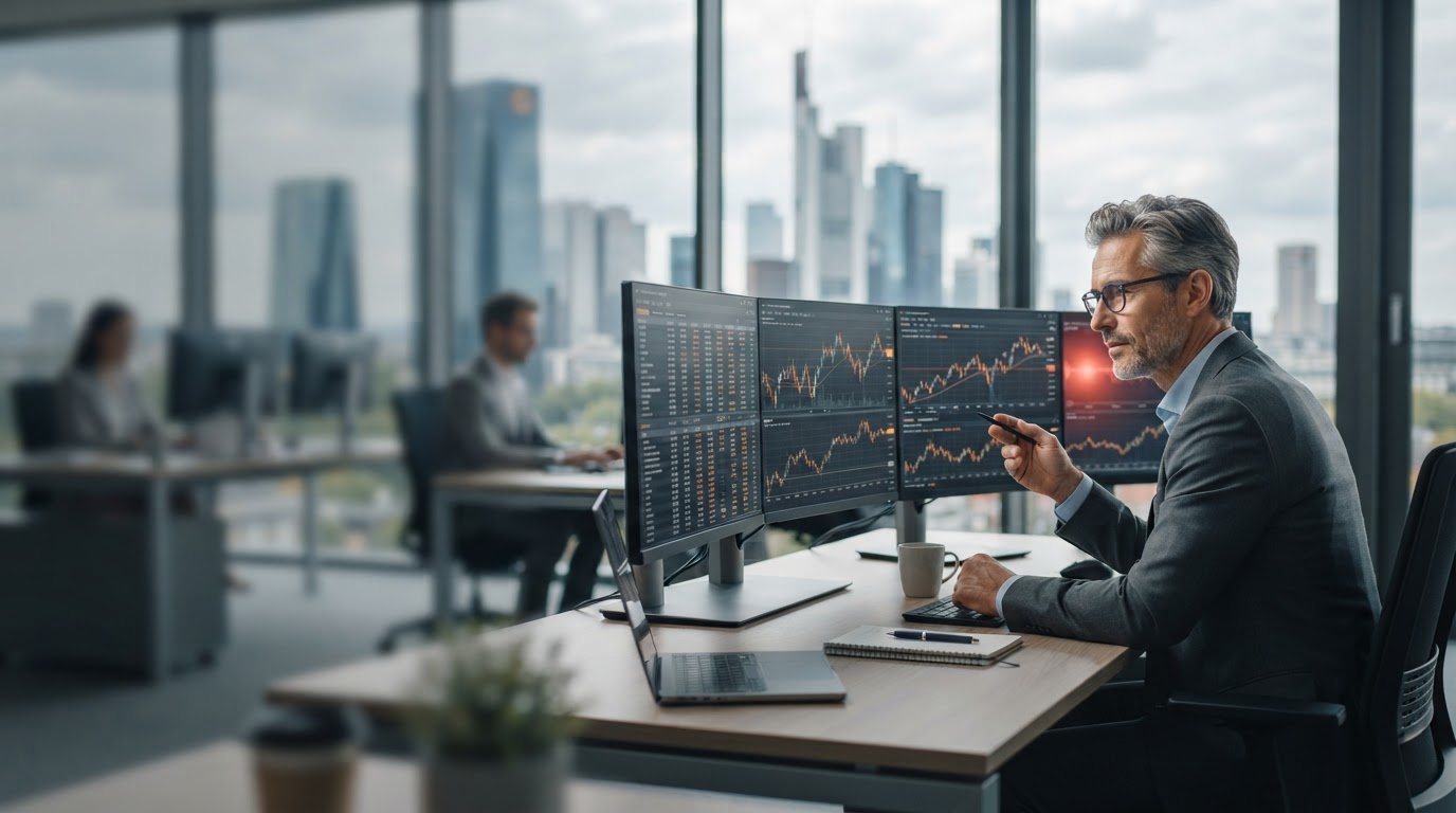 Kernprägur Trading Dashboard-Ansicht mit Marktdatenanalyse für ortsunabhängige Anleger